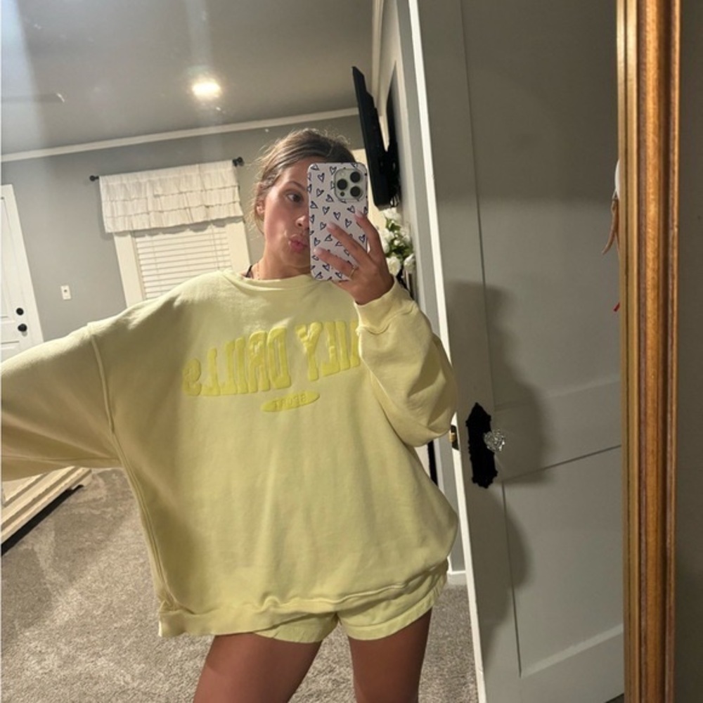 Yellow Graphic Sweatshirt and Shorts Set